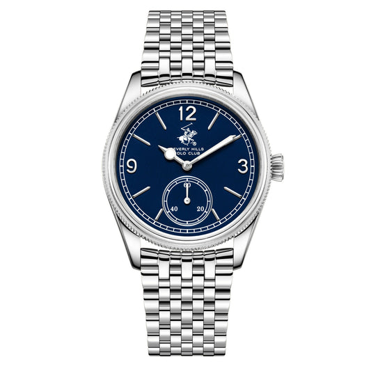 Beverly Hills Polo Club BP3890X.390 blue dial silver watch with silver bracelet
