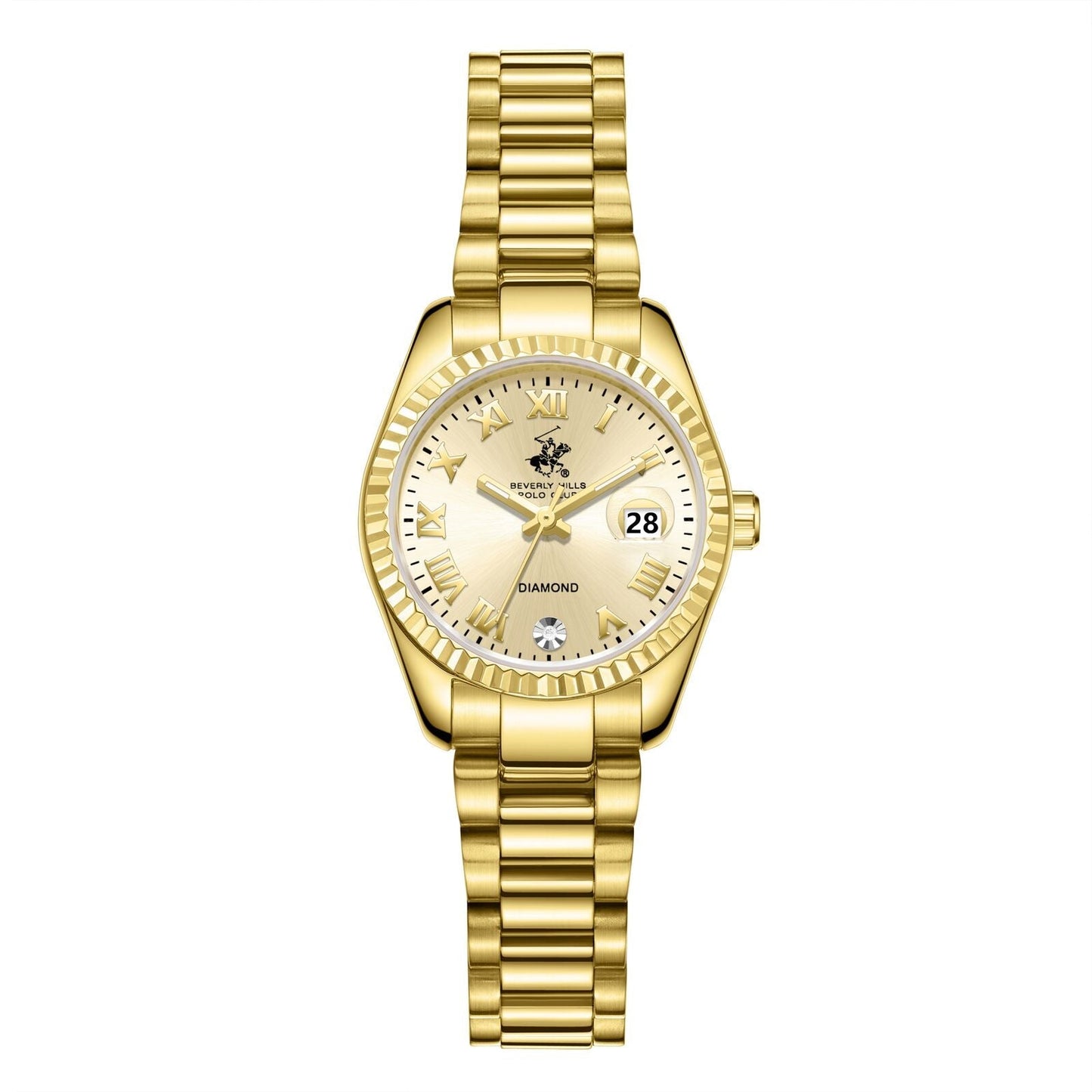 Beverly Hills Polo Club Roman Numeral All Gold Diamond Watch - BP3819X.110