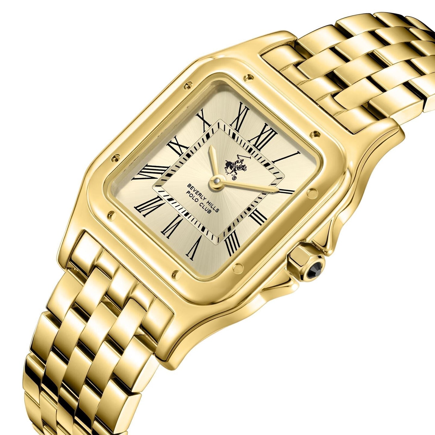Beverly Hills Polo Club Roman Numeral All Gold Square Watch - BP3824C.110