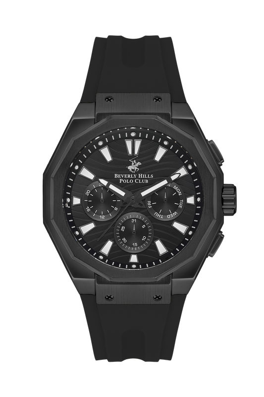 BEVERLY HILLS POLO CLUB Black Chronograph Silicone Watch – BP3557X.651