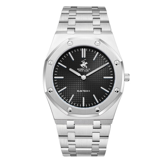 Beverly Hills Polo Club Slim Tech 5 Black Dial Silver Watch - BP3825X.360