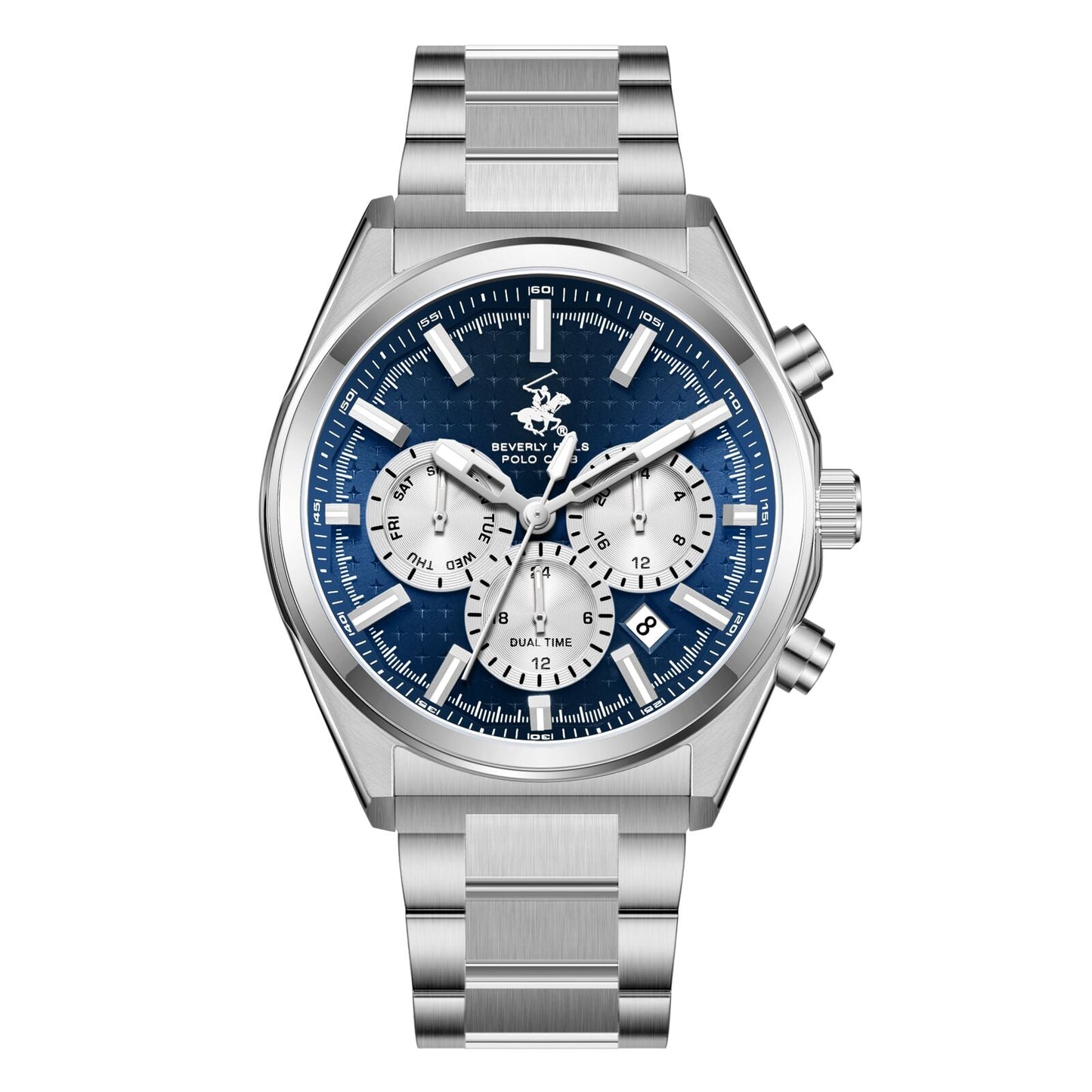 Beverly Hills Polo Club Blue Dial Silver Chrono Watch - BP3831X.390