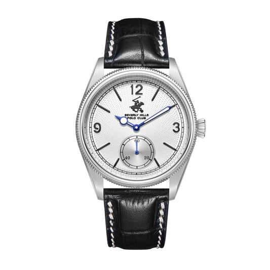 Beverly Hills Polo Club Black Leather Blue Steel Silver Watch - BP3807X.331