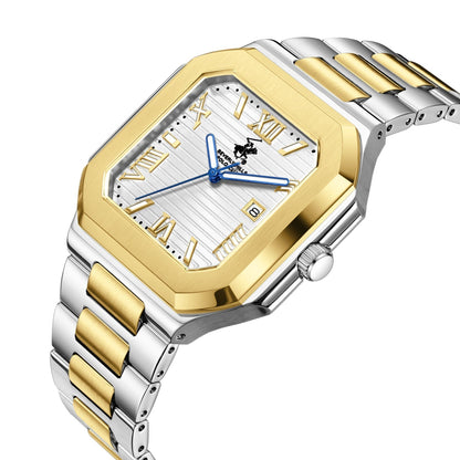 Beverly Hills Polo Club Blue Steel Two-Tone Square Date Watch BP3845X.230