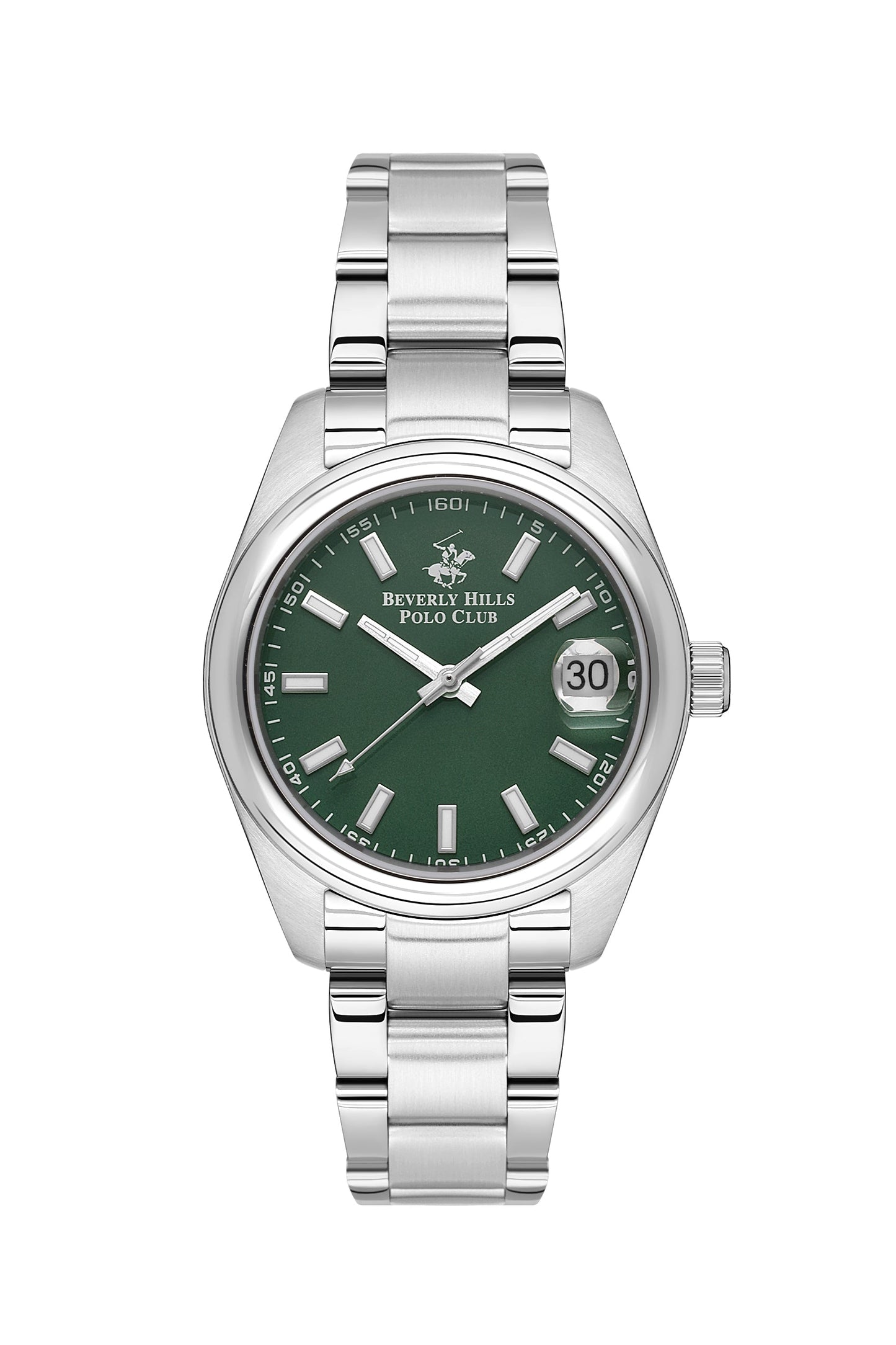 Beverly Hills Polo Club Green Dial Silver 32mm Date Watch – BP3597X.370