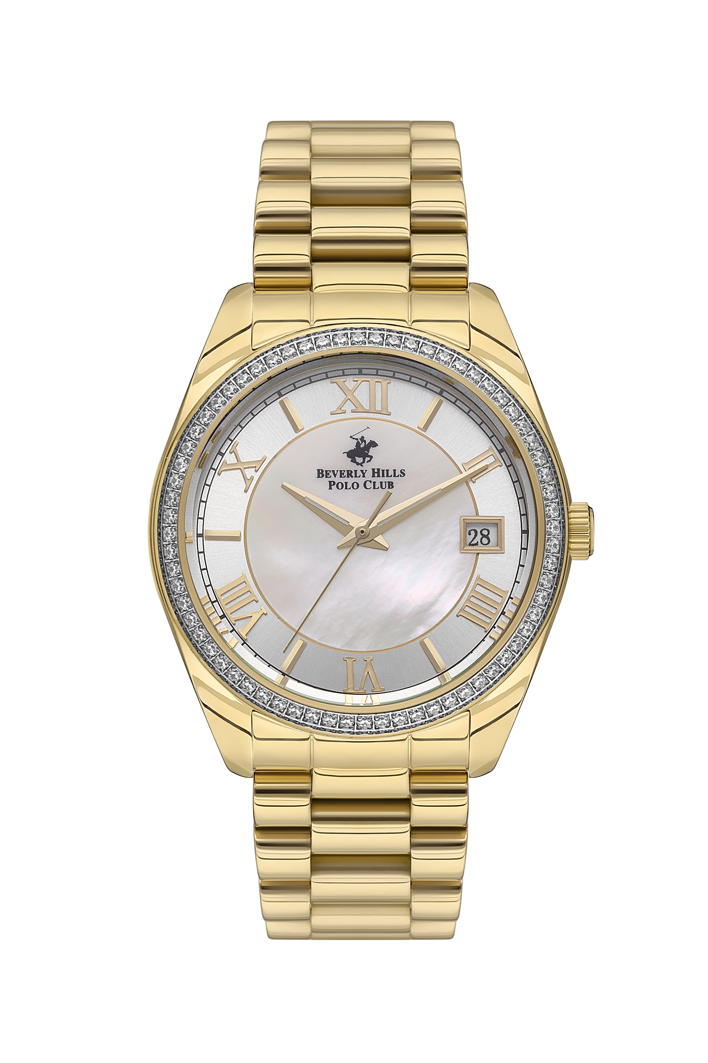 Beverly Hills Polo Club Mother Pearl Gold Date Watch – BP3592C.120