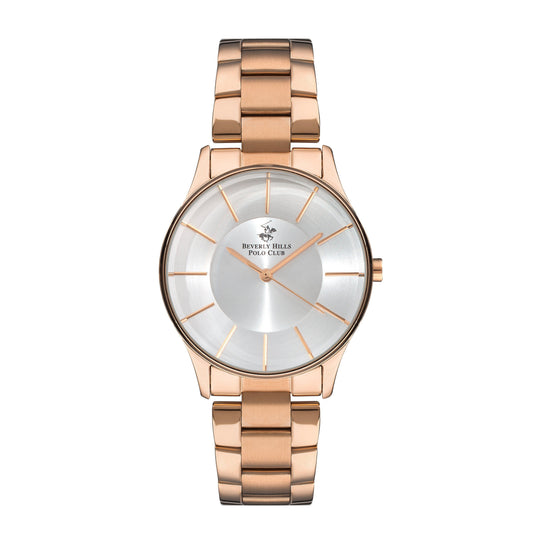Beverly Hills Polo Club Rose Gold Silver Sunray Dial Watch – BP3286X.430
