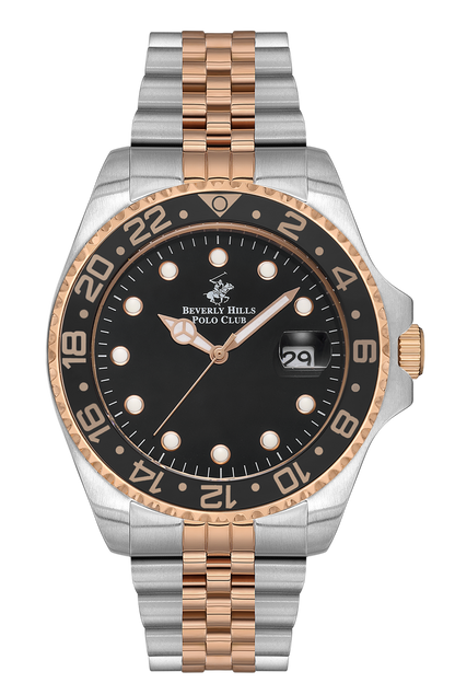 Beverly Hills Polo Club black dial two-tone watch BP3126X.550 front view