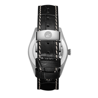 Beverly Hills Polo Club watch caseback showing stainless steel with embossed logo