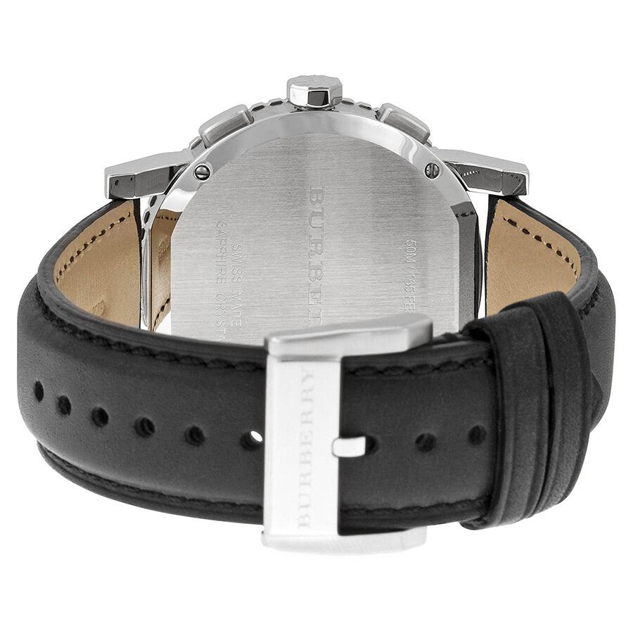 Burberry Black Dial Chronograph Black Leather Men's Watch BU9382