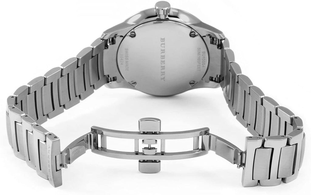 Burberry The Classic Check Stamped Dial Silver Dial Silver Stainless Steel Men's Watch BU10004