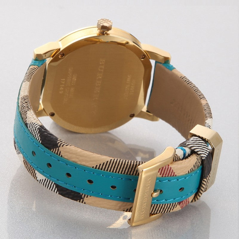 Burberry Turquoise Leather Nova Check 38mm Women's Watch BU9018
