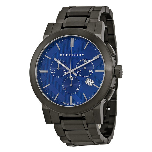Burberry Chronograph Blue Dial Dark Grey Ion-plated Men's Watch BU9365