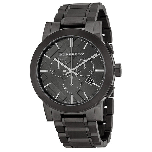 Burberry Chronograph Dark Grey Dial Black Ion-plated Men's Watch BU9354