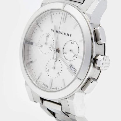Burberry The City Ladies Chronograph Silver Dial Silver Stainless Steel Women's Watch BU9750
