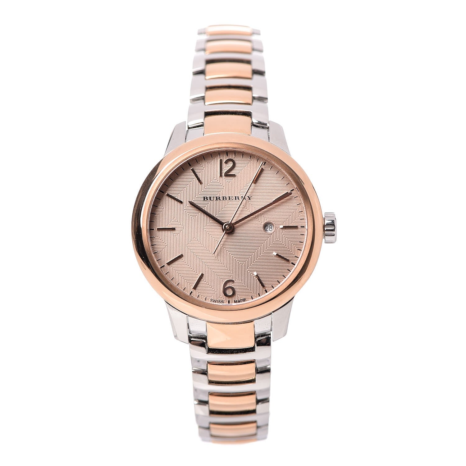 Burberry The Classic Two-Tone Bezel Rose Dial Silver & Rose Gold Steel Women's Watch Watch BU10117