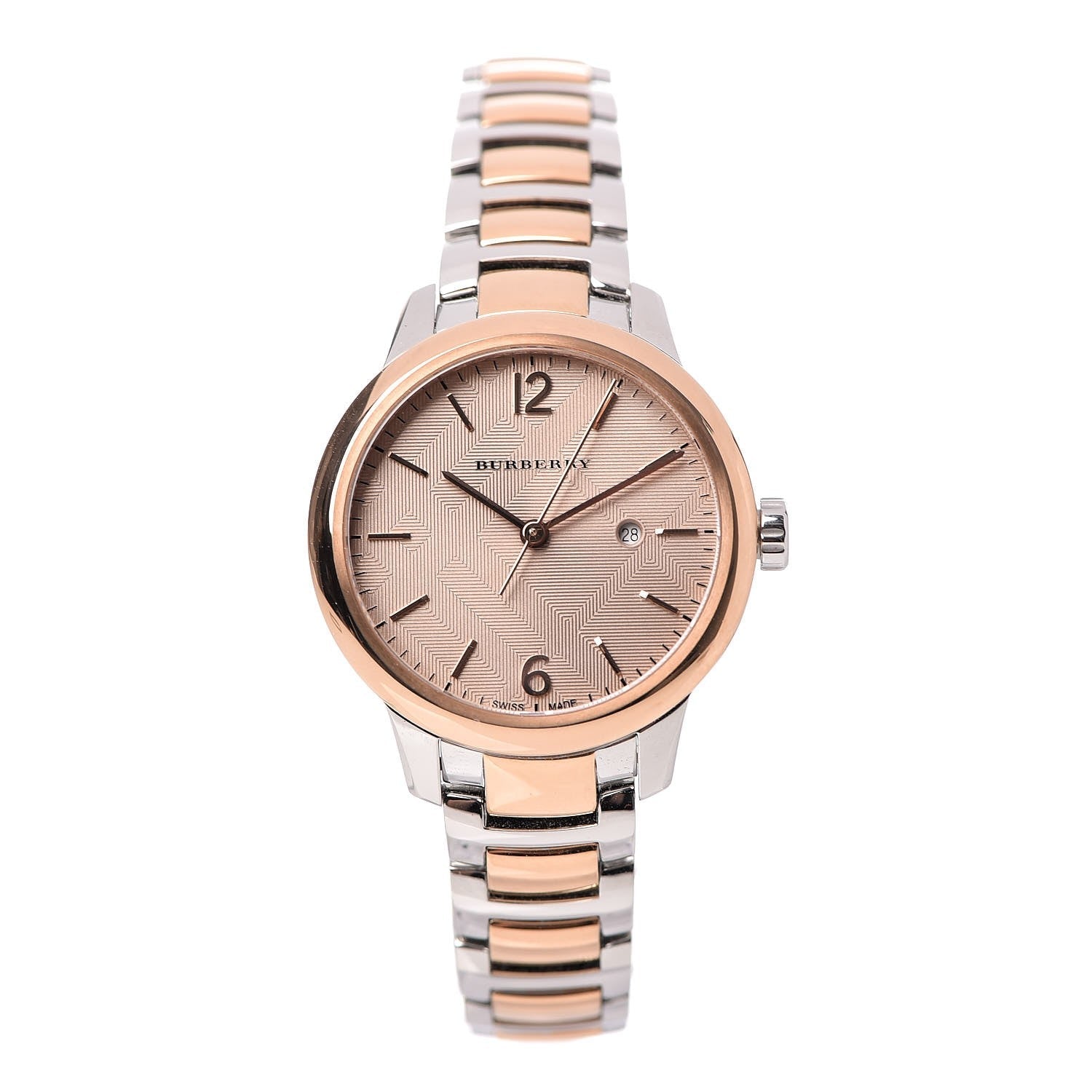 Burberry The Classic Two-Tone Bezel Rose Dial Silver & Rose Gold Steel Women's Watch Watch BU10117