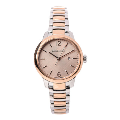 Burberry The Classic Two-Tone Bezel Rose Dial Silver & Rose Gold Steel Women's Watch Watch BU10117