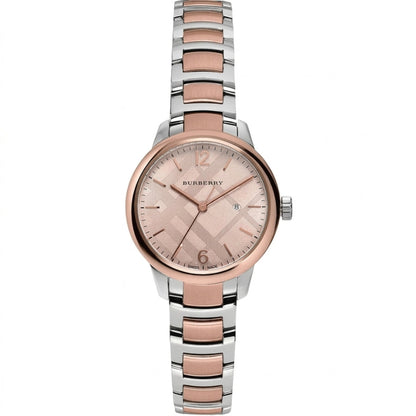 Burberry The Classic Two-Tone Bezel Rose Dial Silver & Rose Gold Steel Women's Watch Watch BU10117
