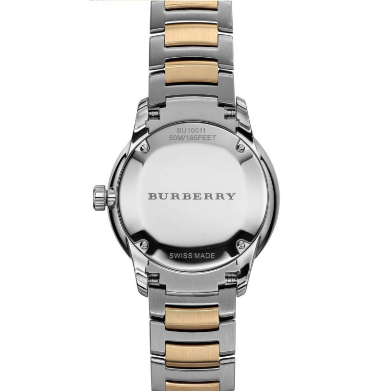 Burberry The Classic Small Seconds Champagne Check Dial Two Tone Gold Watch BU10011