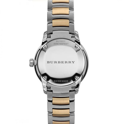 Burberry The Classic Small Seconds Champagne Check Dial Two Tone Gold Watch BU10011