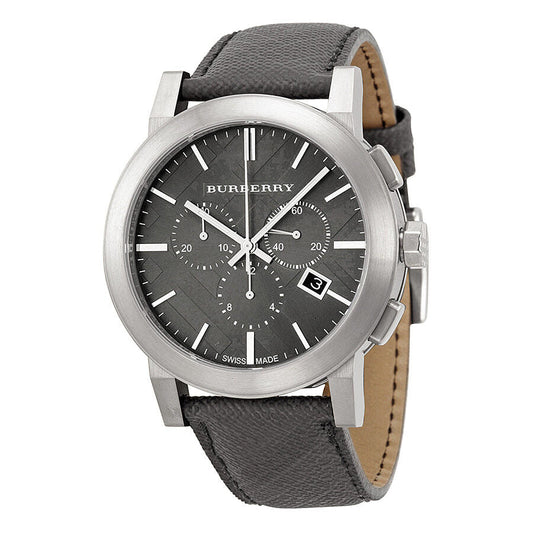 Burberry Grey Dial Black Leather Men's Watch BU9362