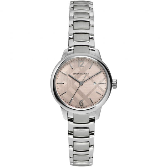 Burberry Pink Dial Silver Women's Watch BU10111