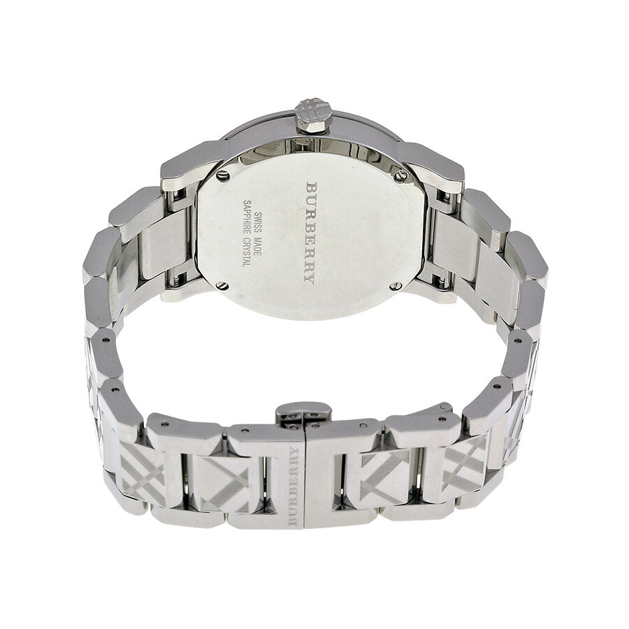 Burberry Silver Check Stamped Dial Stainlkess Steel Ladies Watch BU9144