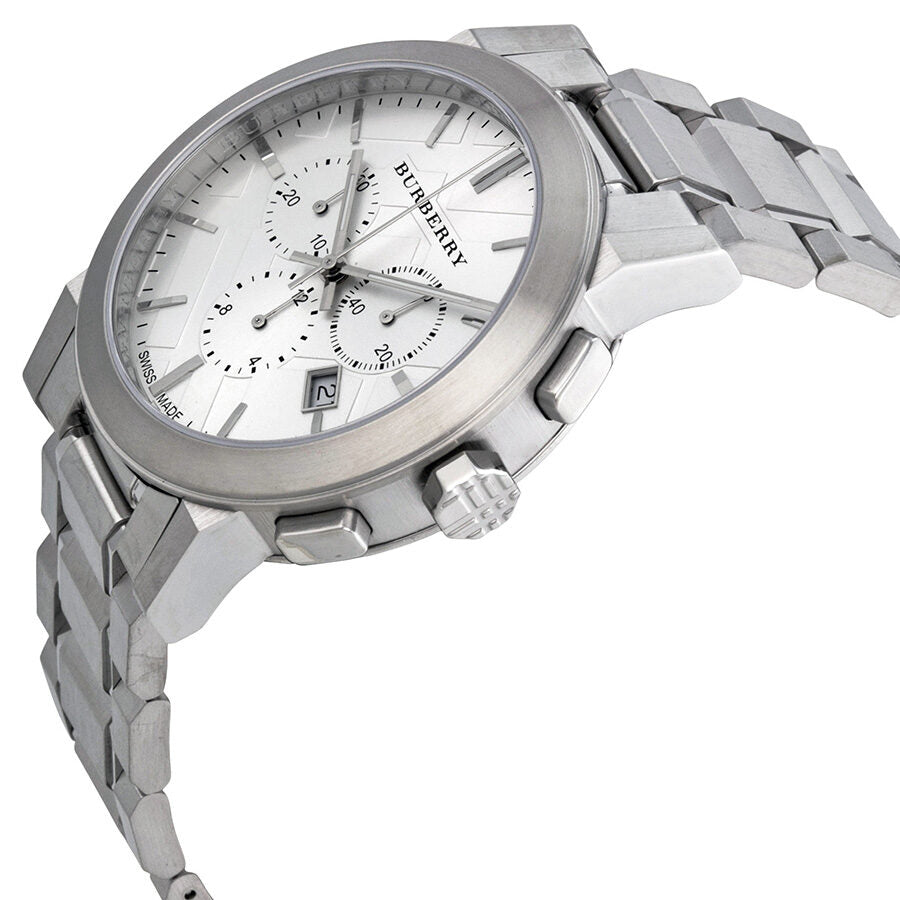 Burberry Silver Dial Chronograph Stainless Steel Men's Watch BU9350