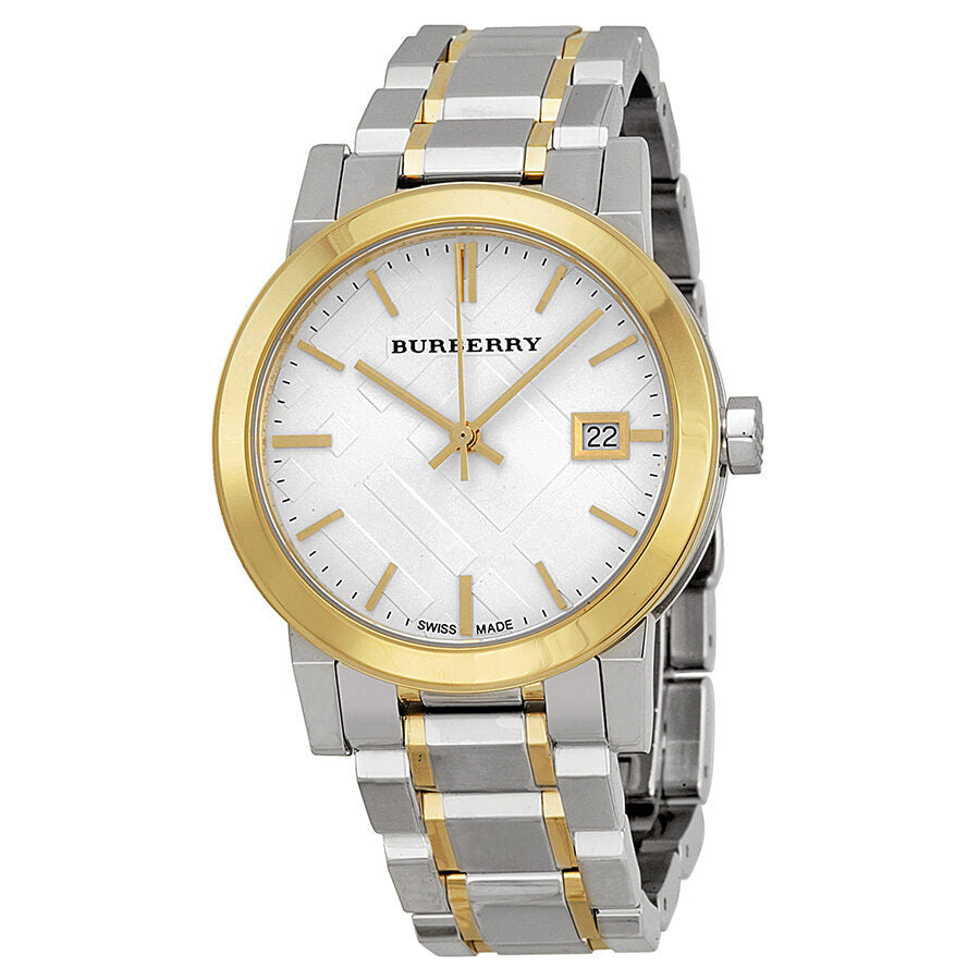 Burberry Silver Dial Two-tone Silver and Gold-tone Bracelet Ladies Watch BU9115