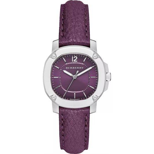 Burberry The Britain Maroon Sunray Dial Maroon Leather Strap BBY1714