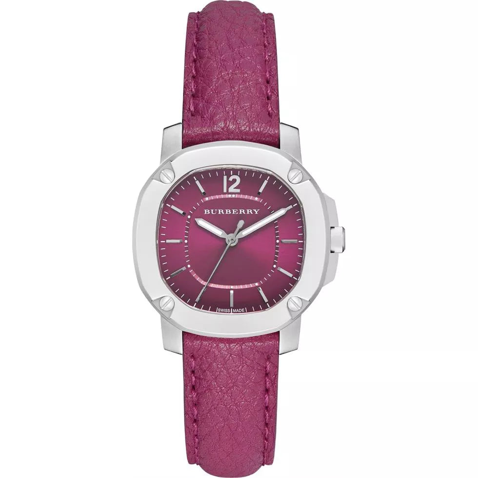 Burberry The Britain Brushed Case Magenta Pink Dial Pink Leather BBY1715