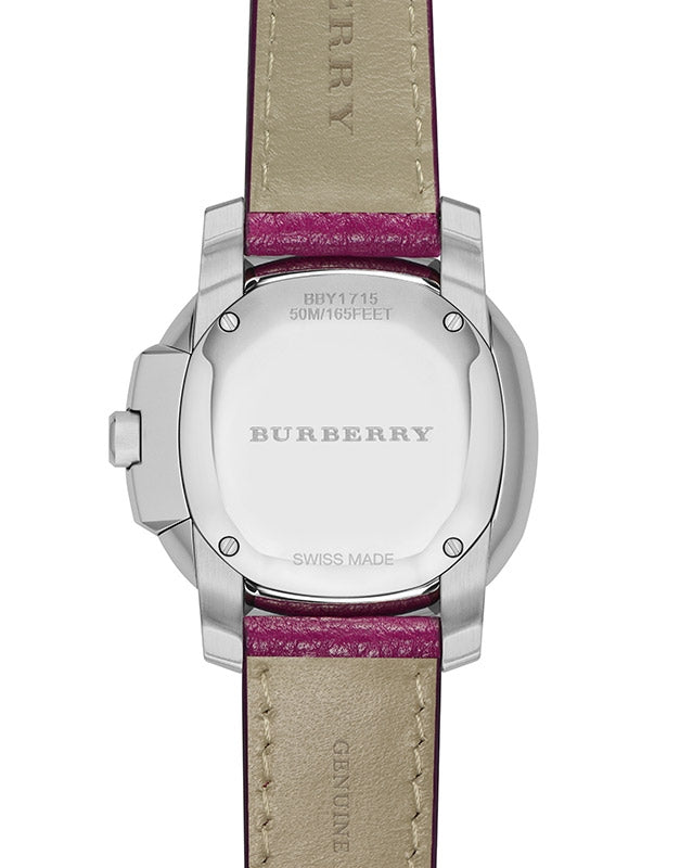 Burberry The Britain Brushed Case Magenta Pink Dial Pink Leather BBY1715