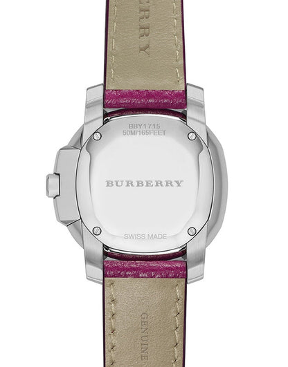 Burberry The Britain Brushed Case Magenta Pink Dial Pink Leather BBY1715