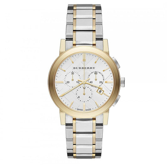 Burberry The City Two-Tone Chronograph Silver Dial Silver & Rose Gold Steel Unisex Watch BU9751