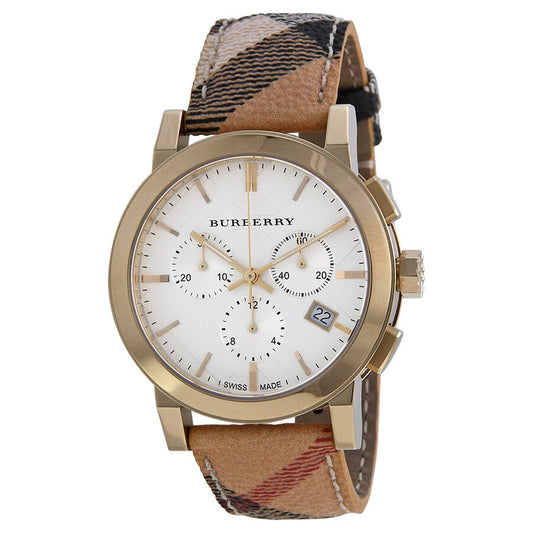 Burberry The City Chronograph White Dial Haymarket Check Unisex Watch BU9752