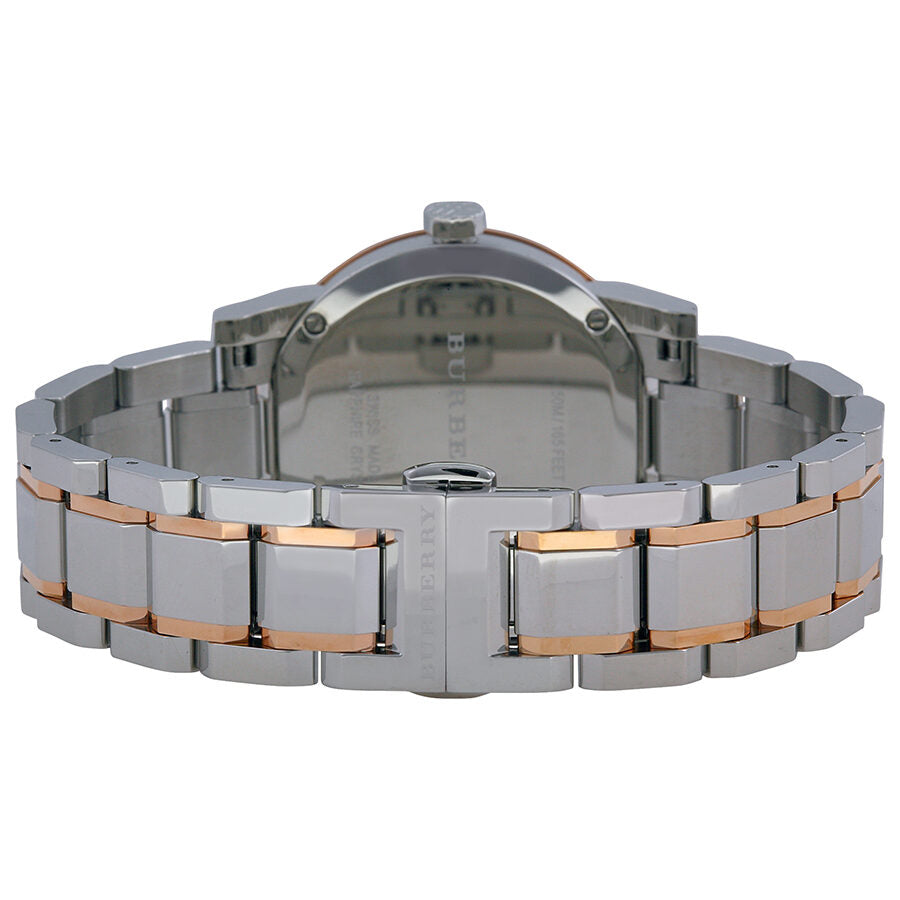 Burberry Two Tone Rose Gold Stainless Steel Bracelet Ladies Watch BU9105