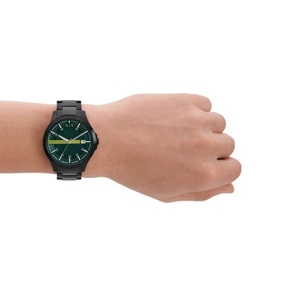 Armani Exchange Hampton Green Dial Black Watch - AX2450