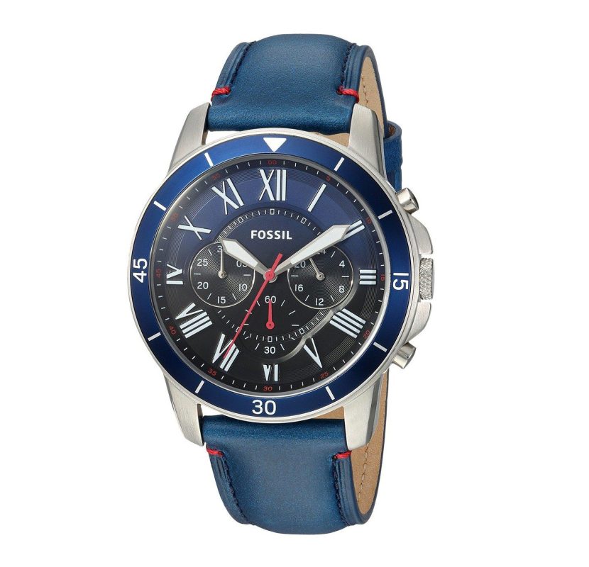 Fossil Grant Sport Blue Leather Strap Men's Watch FS5373