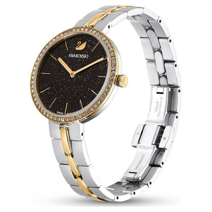 Swarovski Cosmopolitan Crystal Index Black Dial Gold Tone Women's Watch 5644072