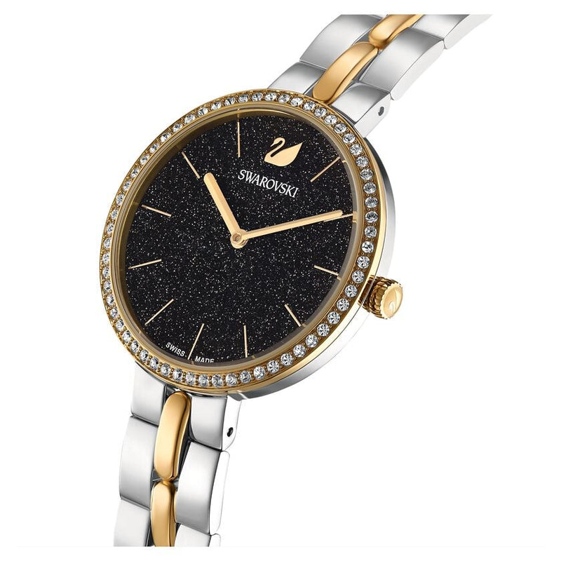 Swarovski Cosmopolitan Crystal Index Black Dial Gold Tone Women's Watch 5644072
