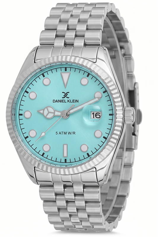 Daniel Klein Premium Date Window Blue Dial Silver Watch - DK.1.13835-3