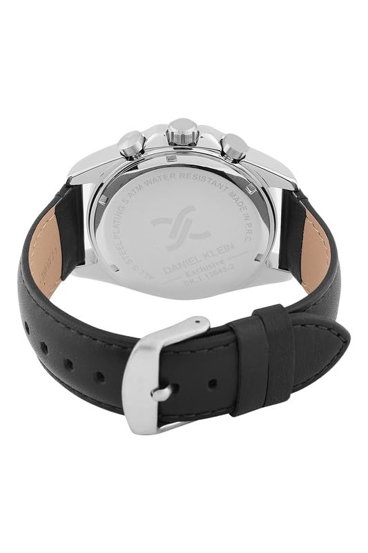 Case back view of Daniel Klein watch showing engraved Daniel Klein branding