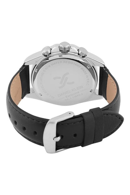 Case back view of Daniel Klein watch showing engraved Daniel Klein branding