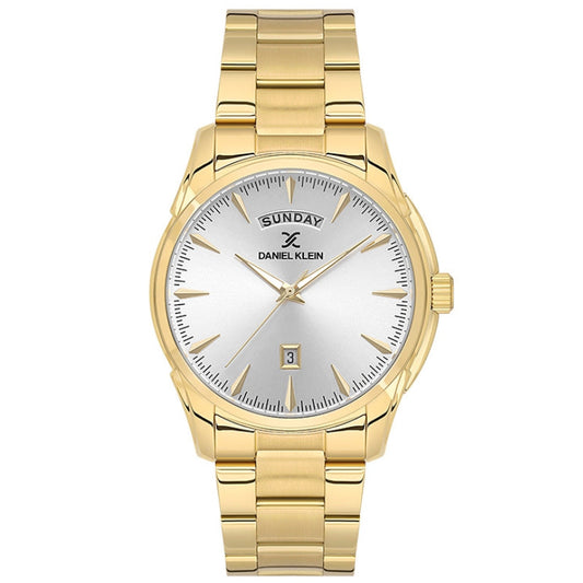 Daniel Klein Classic Day-Date gold watch with white dial and day-date window