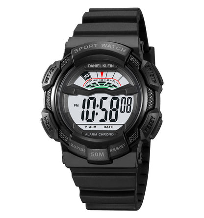 Daniel Klein DK.2153-3 digital sports watch with black silicone strap and LCD display