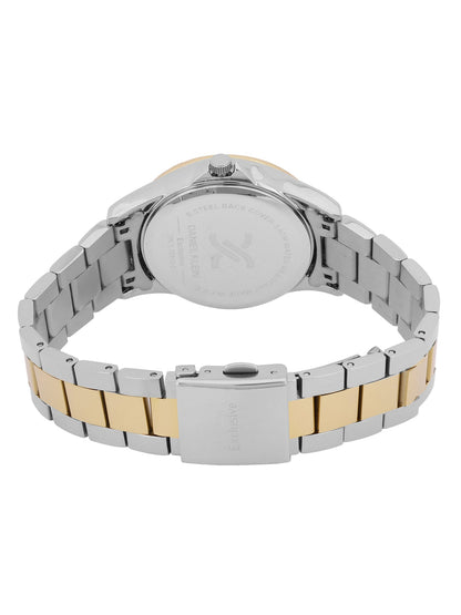 Daniel Klein watch caseback showing silver and gold two-tone construction