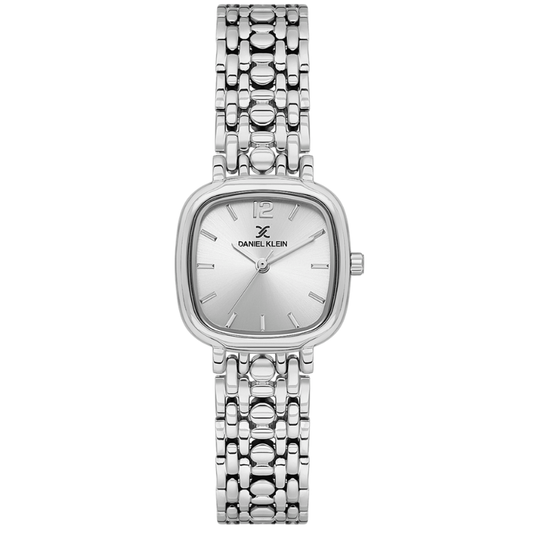 Daniel Klein Premium silver watch with square dial and metal bracelet