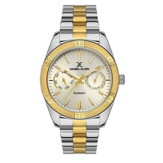 Daniel Klein Exclusive Multifunction Champagne Dian Two Tone Watch - DK.1.13568-5