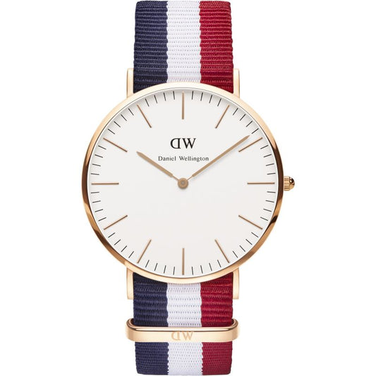 Daniel Wellington Cambridge 40mm White Dial Tricolour Strap Men's Gold Watch - DW00100003
